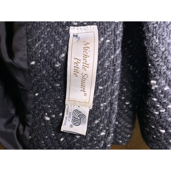 Vintage Michelle Stuart Womens Jacket 100% Wool Black Speckled Button Up Petite - Picture 8 of 11